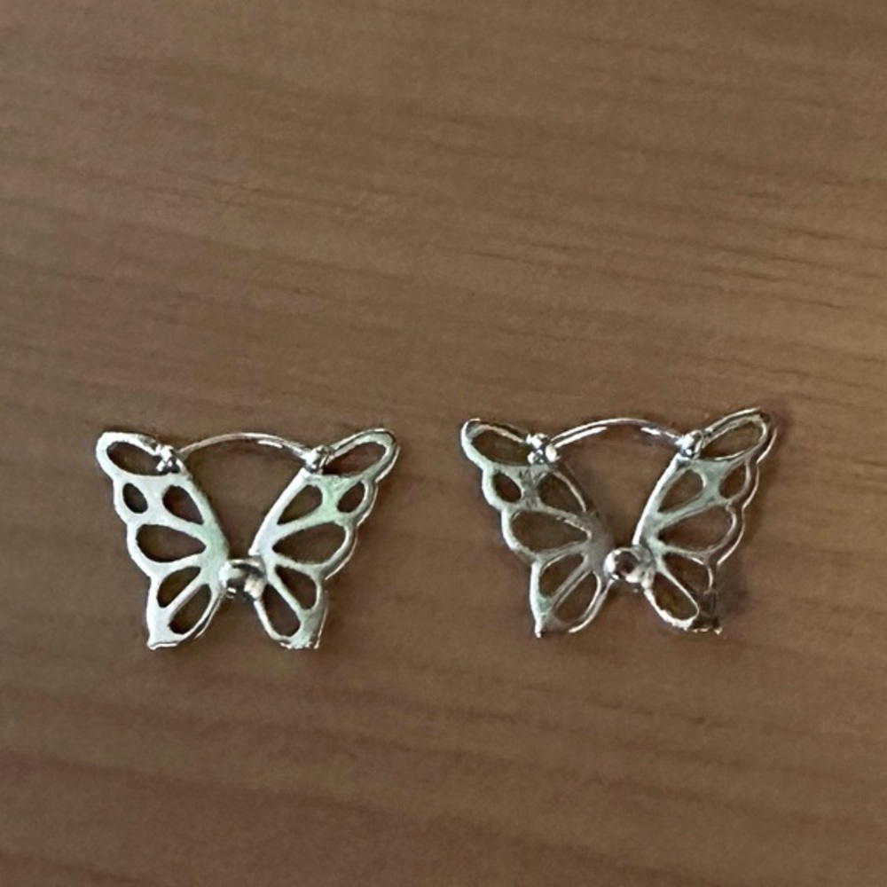 Butterfly Wing Hoop unique Sterling Silver Earrings